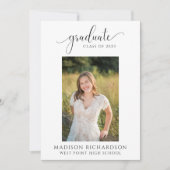 Elegant Modern Black & White Photo Afstuderen Kaart (Voorkant)