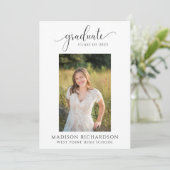 Elegant Modern Black & White Photo Afstuderen Kaart (Staand voorkant)