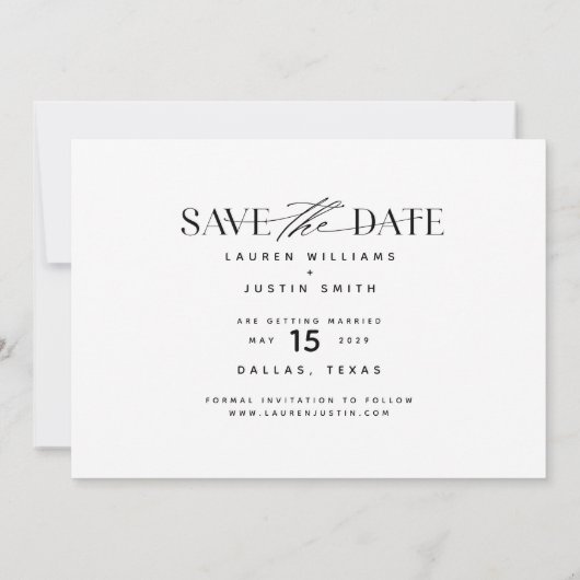 Elegant Modern Black & White Photo Wedding Save Th Save The Date (Achterkant)
