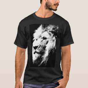 Elegant Modern Black White Pop Art Lion Head T-shirt