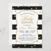 Elegant Modern Black White Stripes Baby shower Kaart (Voorkant)