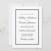Elegant Modern Black & White Wedding Invitation Kaart (Voorkant)