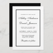 Elegant Modern Black & White Wedding Invitation Kaart (Voorkant / Achterkant)