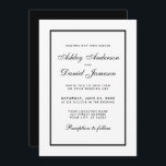 Elegant Modern Black & White Wedding Invitation Kaart<br><div class="desc">Moderne elegante,  maar eenvoudige bruiloft zwart-wit met gouden Lijst-uitnodiging Kaart</div>