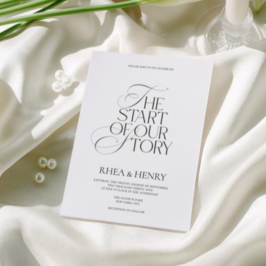 Elegant Modern Black & White Wedding Kaart