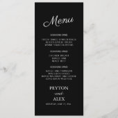 Elegant Modern Black White Wedding Menu (Voorkant)