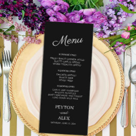 Elegant Modern Black White Wedding Menu
