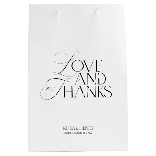 Elegant Modern Black & White Wedding Welcome  Medium Cadeauzakje (Voorkant)