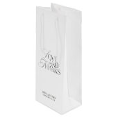 Elegant Modern Black & White Wedding Welcome  Wijn Cadeautas (Voorkant Gekanteld)