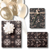 Elegant Modern Black Winter of Holiday Botanical Inpakpapier Vel