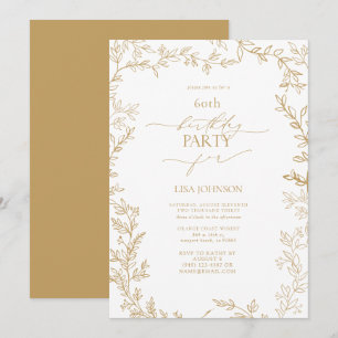 Elegant Modern Blad Goud 60e Verjaardag Kaart