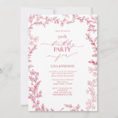 Elegant Modern Blad Levendige Magenta 50ste Verjaa Kaart (Voorkant)