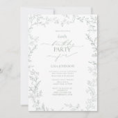 Elegant Modern Blad Salie Groen 60ste Verjaardag Kaart (Voorkant)