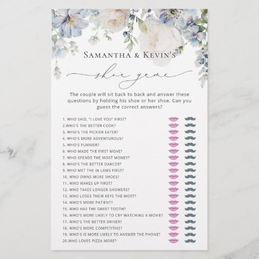 Elegant Modern Blauw Bloemen Vrijgezellenfeest Sch (Voorkant)