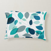 Elegant modern blauw en groen blad patroon | accent kussen (Achterkant)