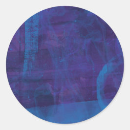 Elegant modern blauw en Paarse Splatter schilderij Ronde Sticker