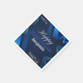 Elegant Modern Blauw en Wit Gelukkig Pensioen Servet (Hoek)