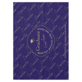 Elegant Modern Blauw Goud Afstuderen Petten Afstud Tafelkleed (Voorkant)