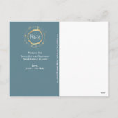 Elegant modern blauw-goudster voor vrede feestdagenkaart (Achterkant)