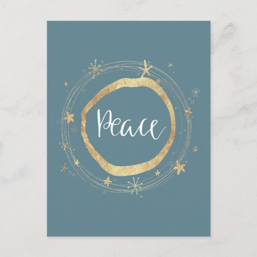 Elegant modern blauw-goudster voor vrede feestdagenkaart (Voorkant)