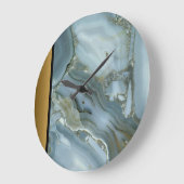 Elegant Modern Blauw Grijs Goud Marmeren Patroon Grote Klok (Hoek)