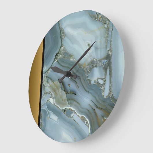 Elegant Modern Blauw Grijs Goud Marmeren Patroon Grote Klok (Hoek)