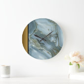Elegant Modern Blauw Grijs Goud Marmeren Patroon Grote Klok (Huis)
