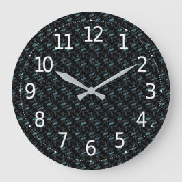 Elegant Modern Blauw Hartjes en Sleutels Patroon | Grote Klok