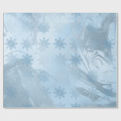 Elegant modern blauw marmer met sneeuwvlokken kers cadeaupapier (Vlak)