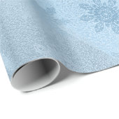 Elegant modern blauw marmer met sneeuwvlokken kers cadeaupapier (Rol Hoek)