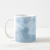 Elegant modern blauw marmer-sneeuwvlokpatroon koffiemok (Links)