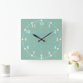 Elegant modern blauw Oranje cirkels met strepen Vierkante Klok (Huis)