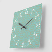 Elegant modern blauw Oranje cirkels met strepen Vierkante Klok (Hoek)