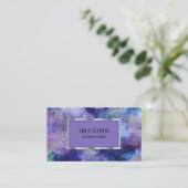 Elegant modern blauw Paars zilver huwelijk Visitekaartje (Staand voorkant)