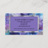 Elegant modern blauw Paars zilver huwelijk Visitekaartje (Achterkant)