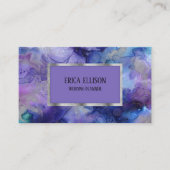 Elegant modern blauw Paars zilver huwelijk Visitekaartje (Voorkant)