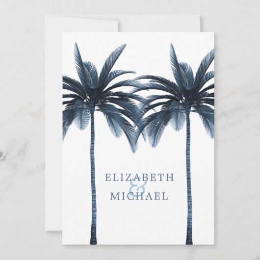 Elegant modern blauw palmkorps kaart (Voorkant)