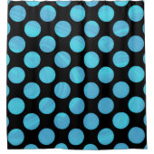 Elegant modern blauw polka stippen marmeren patroo douchegordijn (Voorkant)