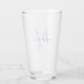 Elegant modern blauw Script-monogram Glas (Achterkant)