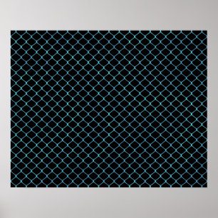 Elegant Modern Blauw Turquoise Hekketting Patroon Poster
