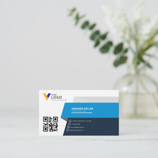 Elegant modern blauw Visitekaartje (Staand voorkant)