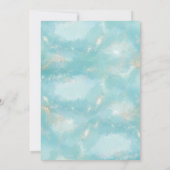 Elegant Modern Blauw Waterverf Gouden Bruiloft Kaart (Achterkant)