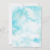 Elegant modern blauw Waterverf gouden kruis doop Kaart (Achterkant)