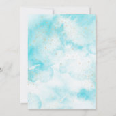 Elegant modern blauw Waterverf gouden kruis doop Kaart (Achterkant)