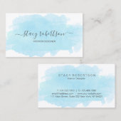 Elegant modern blauw waterverf interieurontwerper visitekaartje (Voorkant / Achterkant)