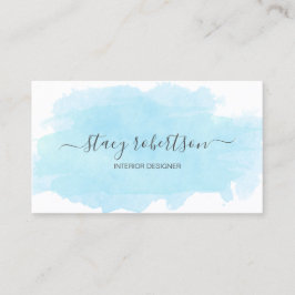Elegant modern blauw waterverf interieurontwerper visitekaartje