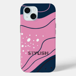 Elegant & Modern Blauw & Wit iPhone 15 Case