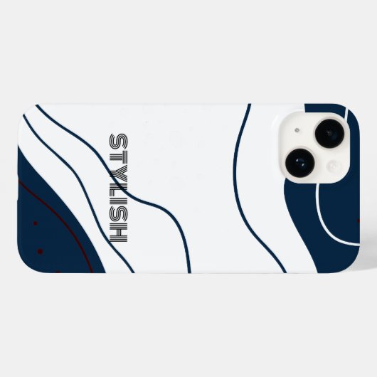 Elegant & Modern Blauw & Wit Case-Mate iPhone Case (Achterkant (horizontaal))