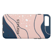 Elegant & Modern Blauw & Wit Case-Mate iPhone Case (Achterkant (Horizontaal))