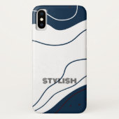 Elegant & Modern Blauw & Wit Case-Mate iPhone Case (Achterkant)